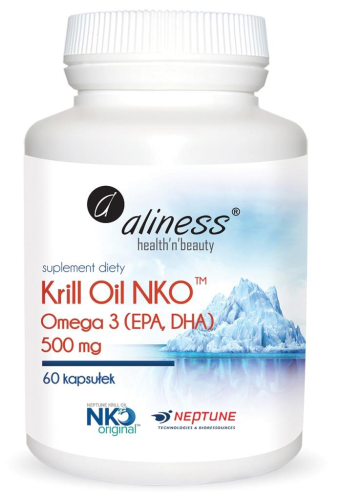 Aliness Krill Oil NKO Omega 3 z Astaksantyną 500 mg (60 kap)
