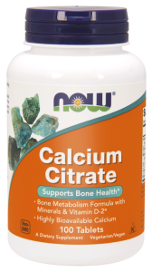 NOW Foods Calcium Citrate – Cytrynian wapnia + Minerały (100tab)