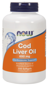 NOW Foods Cod Liver Oil – Tran 650 mg (250 kap) 