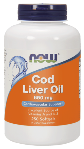 NOW Foods Cod Liver Oil – Tran 650 mg (250 kap) 