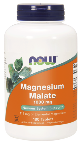 NOW Foods Magnesium Malate 1000 mg (Jabłczan Magnezu) (180 kap)