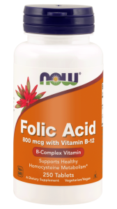 NOW Foods Folic Acid - Kwas foliowy 800 mcg (250 tab)