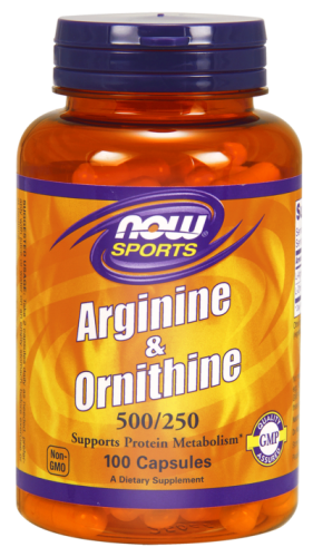 NOW Foods L-Arginine & Ornithine – Arginina i Ornityna 500/250 mg (100 kap)