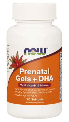 NOW Foods Prenatal Gels + DHA – Multiwitaminy i Minerały (90 kap)