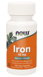 NOW Foods Iron Żelazo Chelat 18 mg – (120 kap)