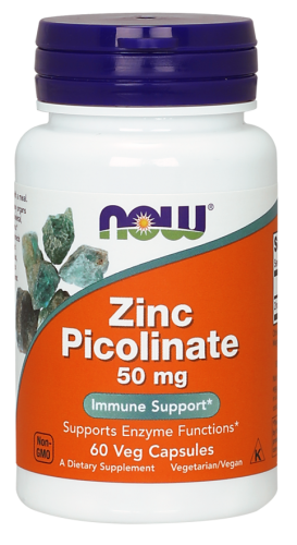 NOW FOODS Cynk  Pikolinian 50mg (60kap)