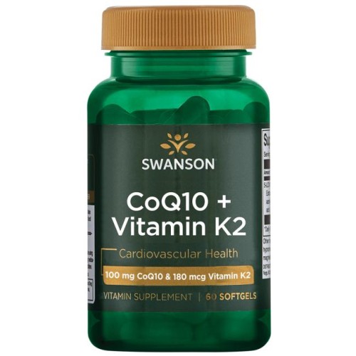 Swanson Koenzym Q10 100mg + Witamina K2( 60 kap)
