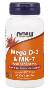 NOW Foods Mega D-3 & MK-7  (60 kap) D3K2 K-2