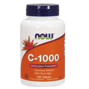 NOW Foods Witamina C z dziką różą 1000 mg (powolne uwalnianie )(100 tab)