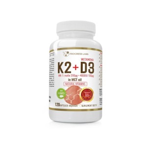 Progress Labs Witamina K2 MK-7 200mcg + D3 4000IU 100mcg W Oleju MCT (120 kap)
