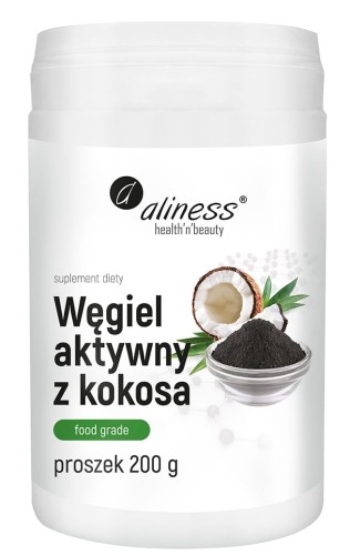 Aliness Węgiel aktywny z kokosa  proszek (200 g)