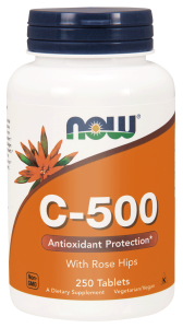 NOW Foods Witamina C-500 – Z owocem dzikiej róży  (250 tab)