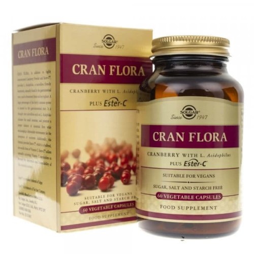 Solgar Żurawina Cran Flora  z probiotykami ( 60 kap)
