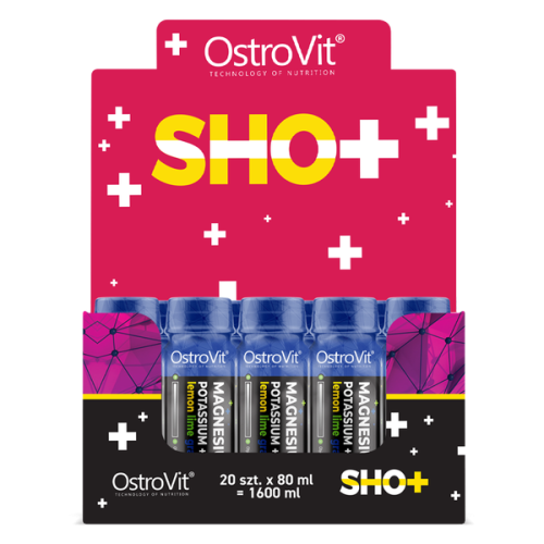 OstroVit Magnesium Potassium + B6 SHOT 80 ml x 20  cytrynowo-limonkowo-winogronowy (potas magnez B6)