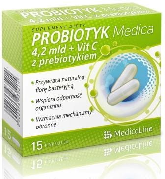 Aliness Probiotyk Medica 4,2 mld + VitC z prebiotykiem (15kap)