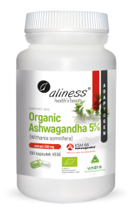 Aliness Organic Ashwagandha 5% KSM-66 200mg (100kap)