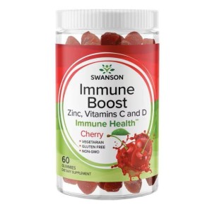 Swanson Immune Boost Żelki wzmacniające odporność z cynkiem witaminami C i D - Wiśnia (60 żelek)