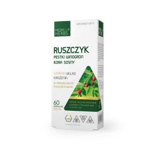 Medica Herbs Ruszczyk Pestki winogron Kora sosny 500mg (60kap)