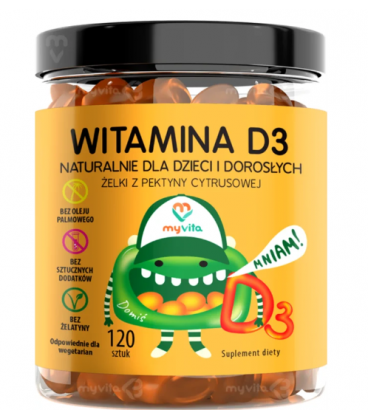 MyVita Witamina D3 naturalne żelki dla dzieci i dorosłych (120 szt)