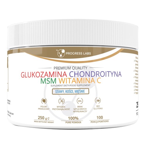 Progress Labs Glukozamina wołowa Chondroityna Msm Witamina  C (250g)