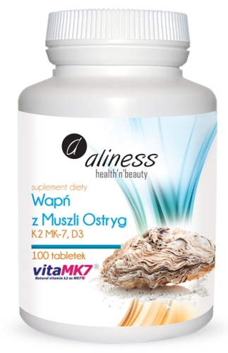 Aliness  Wapń z muszli ostryg z K2 MK7 i D3 (100 tab)