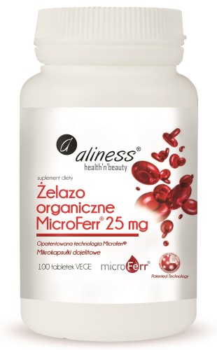 Aliness Żelazo organiczne MicroFerr 25 mg (100 tab)
