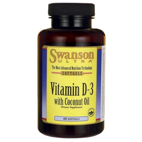 Swanson Witamina D3 2000IU z olejem kokosa (60 kap)